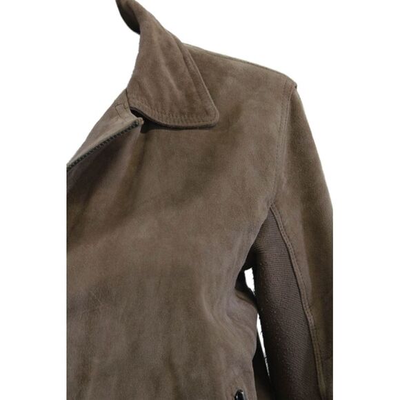 June Womens Front Zip Long Sleeve Collared Suede Jacket Brown Size Large - Picture 2 of 7